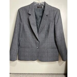 Haberdashery by Personal Gray Plaid Blazer Career Office‎ Suit Jacket